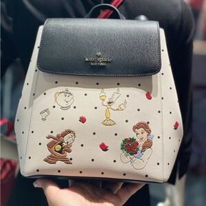 Disney X Kate Spade Beauty and The Breast Medium Flap Backpack KE566 NWT